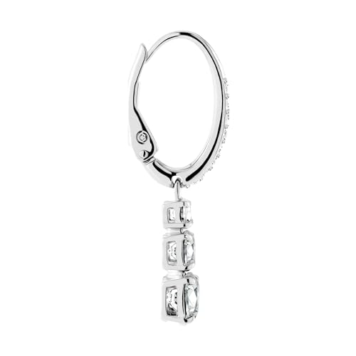 Stilla Attract Trilogy Drop Pierced Earrings with White Crystals on a Rhodium Plated Setting with Hinged Closure - Image 5