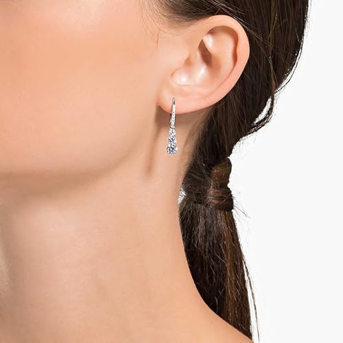 Stilla Attract Trilogy Drop Pierced Earrings with White Crystals on a Rhodium Plated Setting with Hinged Closure - Image 6