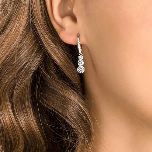 Stilla Attract Trilogy Drop Pierced Earrings with White Crystals on a Rhodium Plated Setting with Hinged Closure - Image 7